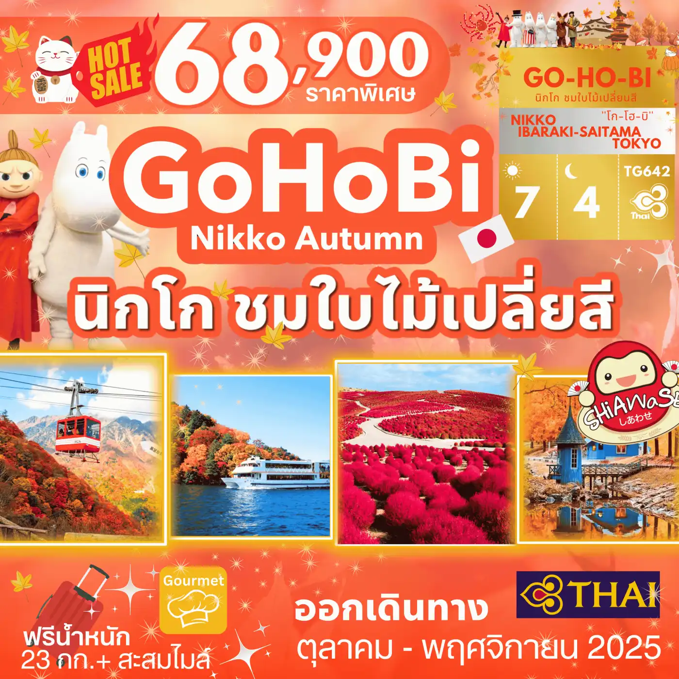 ทัวร์ญี่ปุ่น GOHOBI Nikko Autumn Tour  7วัน  4คืน (TG)